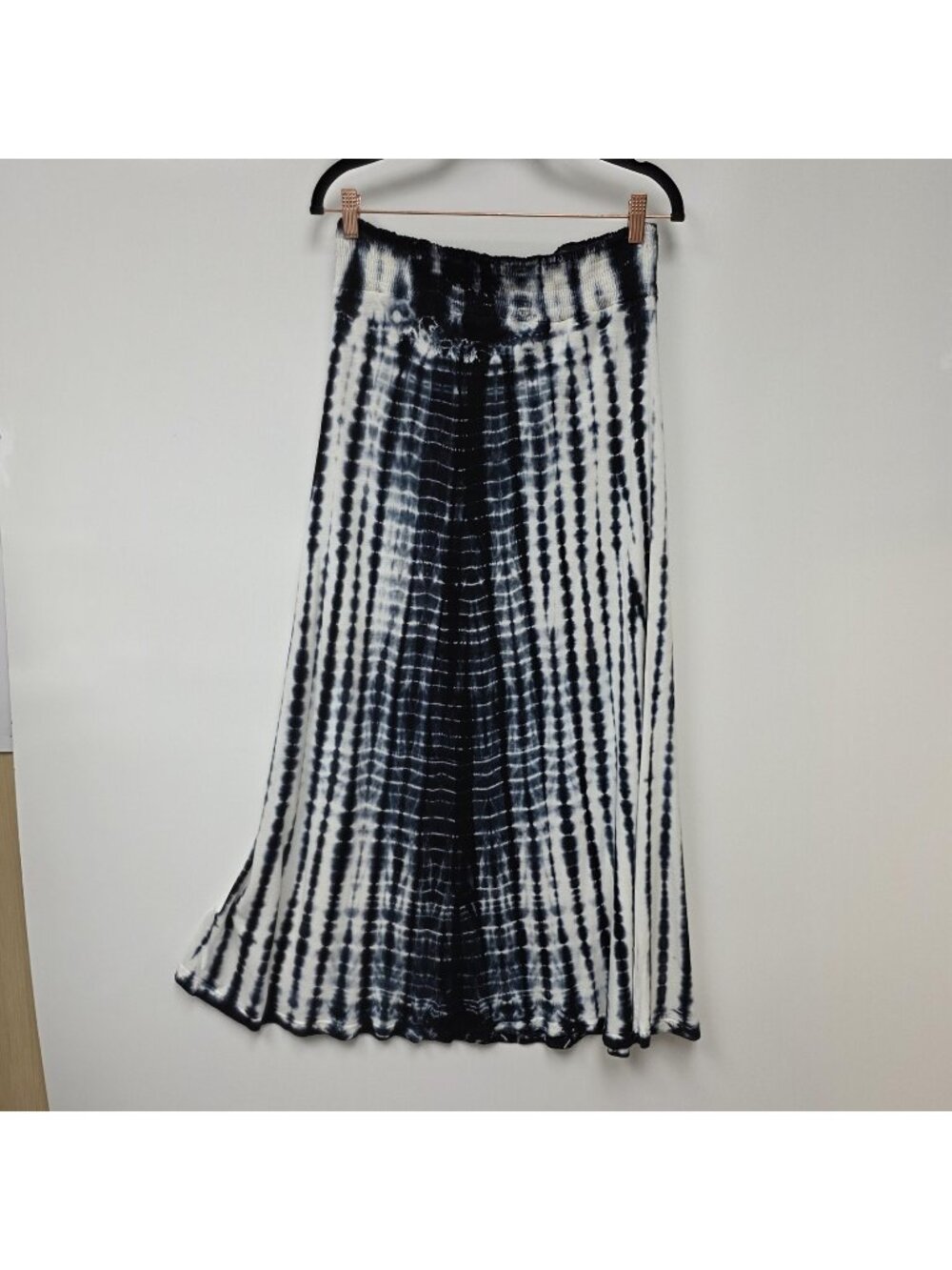 Nolita NYC Skirt Womens XL Black White Tie Dye Maxi Elastic Waist Boho Casual